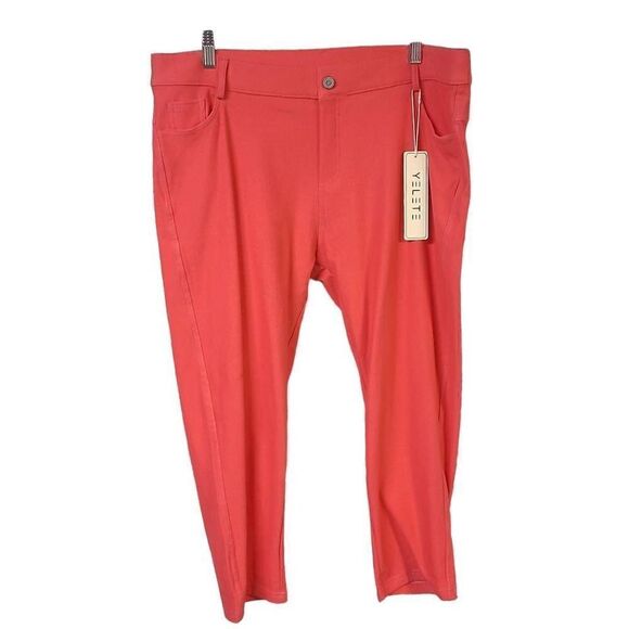 Yelete 3X spandex blend NWT CROPPED red pink pants barbie core - Picture 1 of 8
